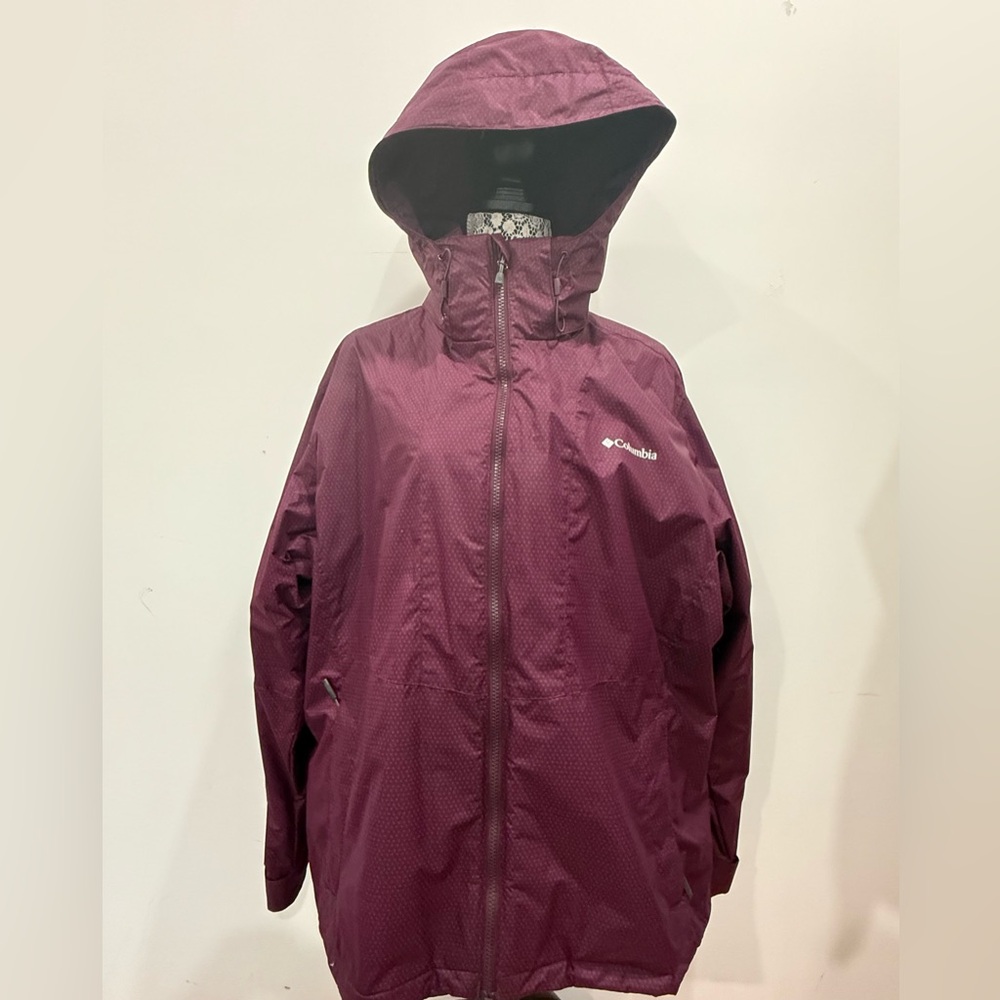 Columbia Women's Burgundy Water-Resistant Windbreaker Rain Jacket Plus Size 2X
